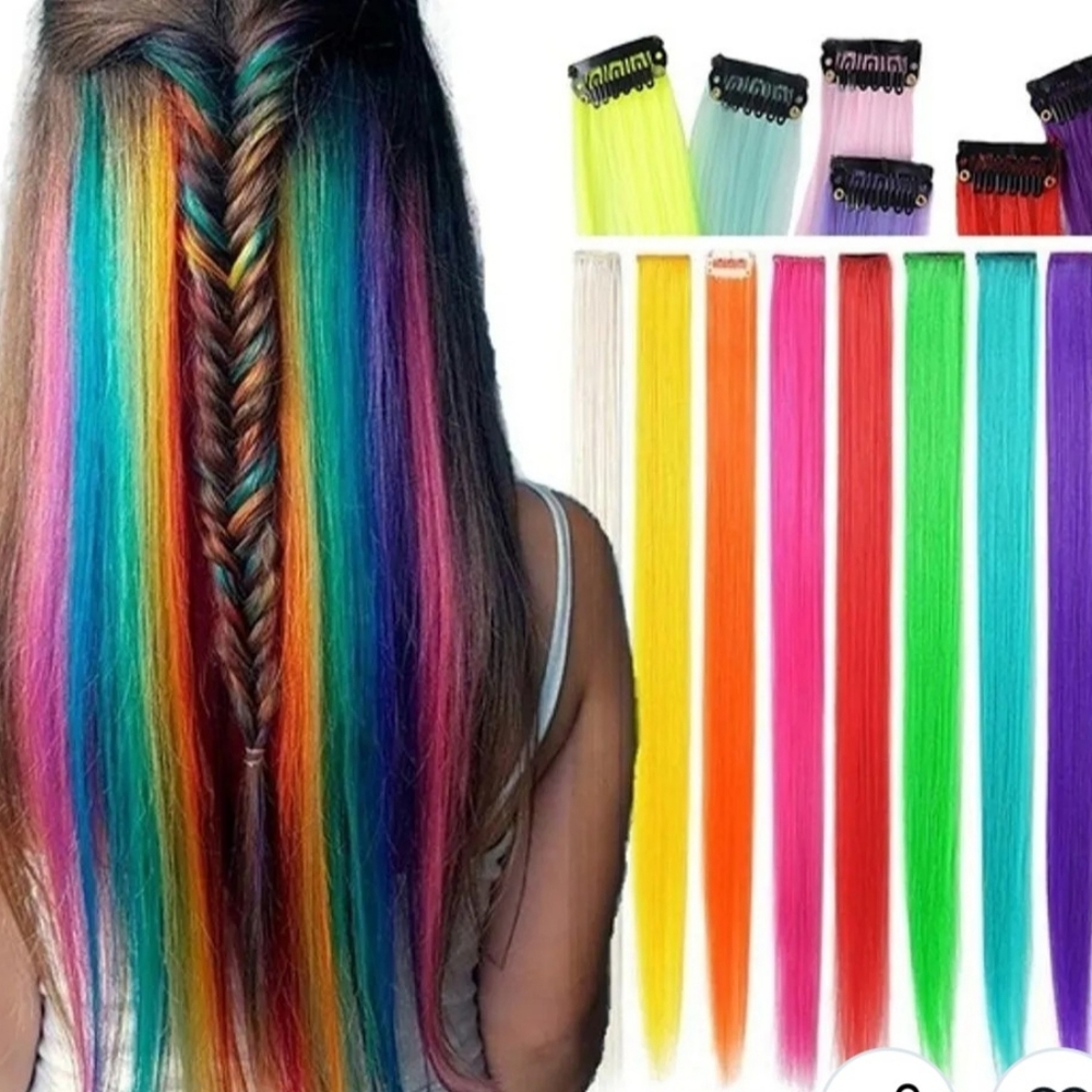 Colorful Hair Streamer Streak Clip In Extensions